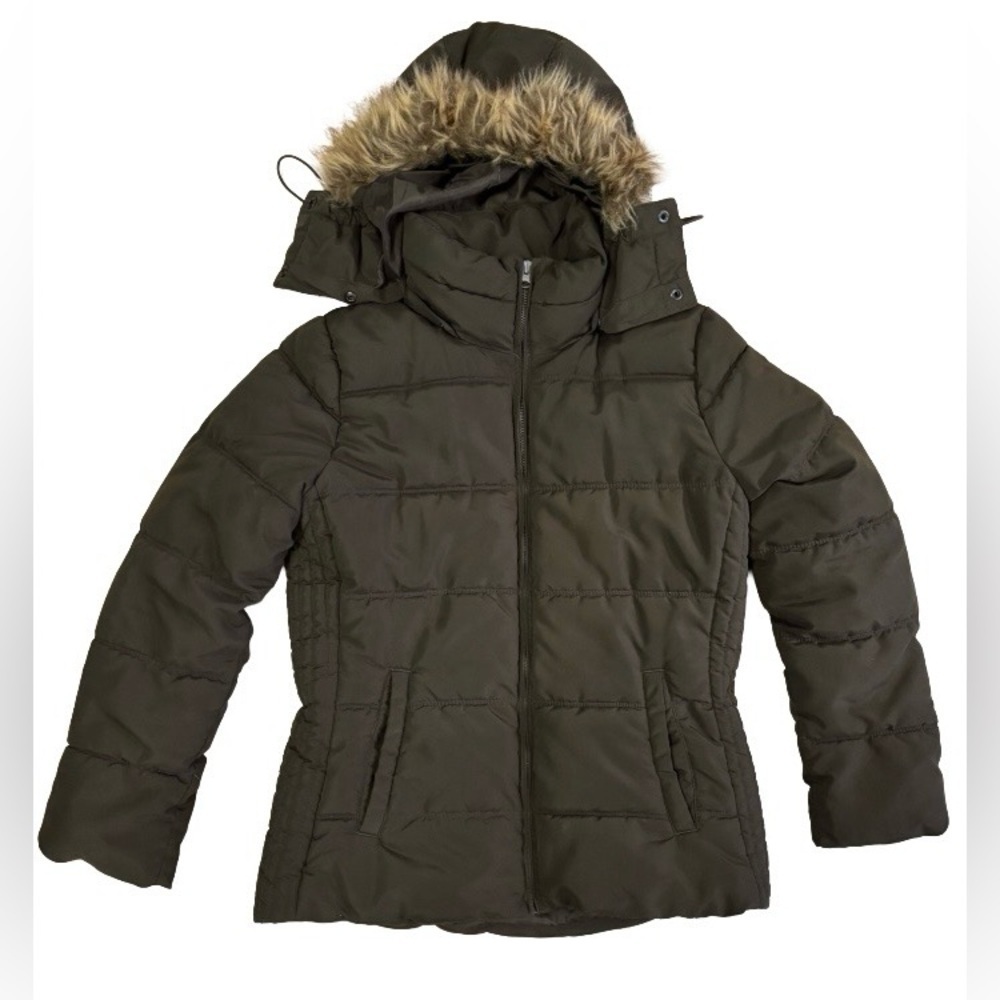 Old Navy Women's Puffr Jkt w Faux Fur Hood - Olive SZ M Gorpcore  preppy